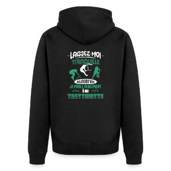Trotirider - Laissez-moi tranquille ! - Veste à capuche bio Premium Unisexe - noir - Dos - Nico (187cm)