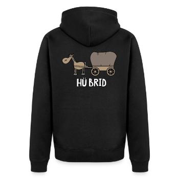 Hü Brid - Unisex Premium Bio Zip Hoodie - Schwarz - Hinten - Nico (187cm)