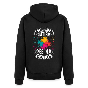 Autism - Unisex Premium Organic Zip Hoodie - black - Back - Nico (187cm)