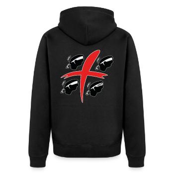 4 Mori Stil 2.0 - Unisex Premium Bio Zip Hoodie - Schwarz - Hinten - Nico (187cm)