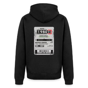 Three-phase meter birthday 1980 gift - Unisex Premium Organic Zip Hoodie - black - Back - Nico (187cm)