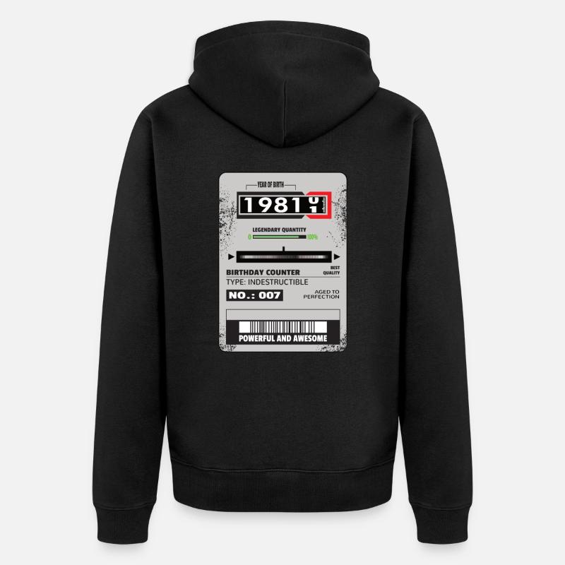Compteur triphasé cadeau d’anniversaire 1981 - Veste à capuche bio Premium Unisexe - noir