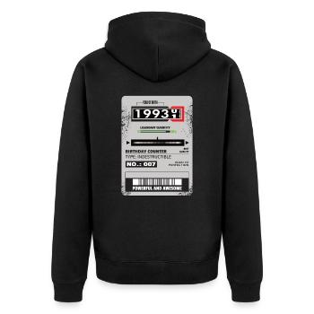 Drehstromzähler Geburtstag 1993 Geschenk - Unisex Premium Bio Zip Hoodie - Schwarz - Hinten - Nico (187cm)