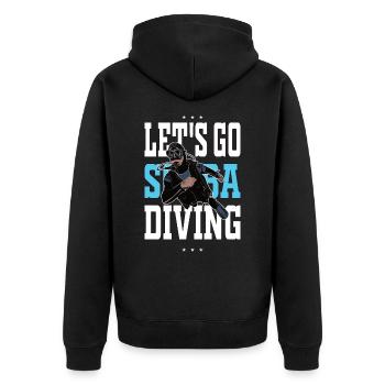 Let's go scuba diving Geschenk Tauchen - Unisex Premium Bio Zip Hoodie - Schwarz - Hinten - Nico (187cm)