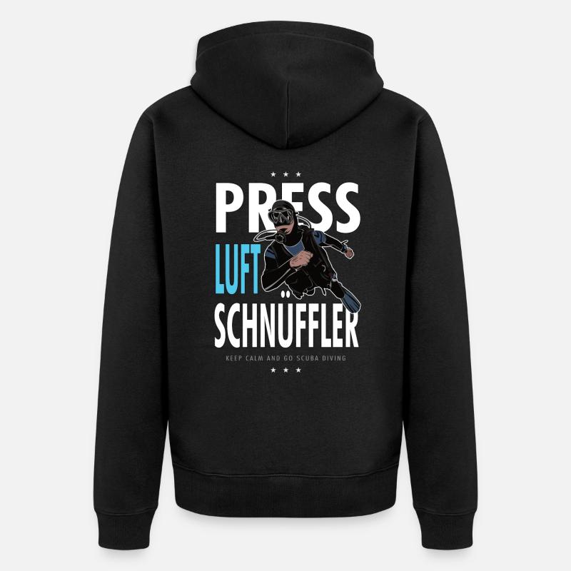 Pressluftschnüffler Geschenk Tauchen - Unisex Premium Bio Zip Hoodie - Schwarz