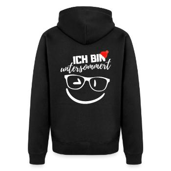 Ich bin untersommert - Unisex Premium Bio Zip Hoodie - Schwarz - Hinten - Nico (187cm)