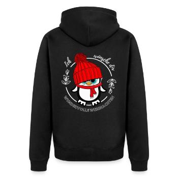 Weihnachten xmas CHRISTMAS - Unisex Premium Bio Zip Hoodie - Schwarz - Hinten - Nico (187cm)