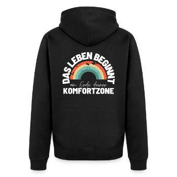 Sprücheshirts Motivationssprüche Motivationsspruch - Unisex Premium Bio Zip Hoodie - Schwarz - Hinten - Nico (187cm)