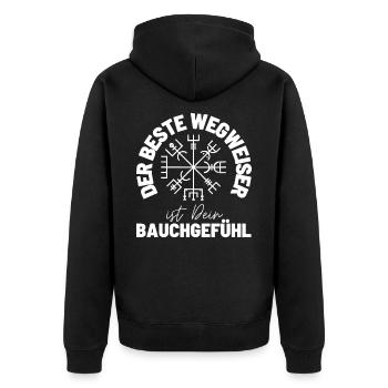 Wegweiser RUNEN viking CELTIC - VEGVISIR - Unisex Premium Bio Zip Hoodie - Schwarz - Hinten - Nico (187cm)