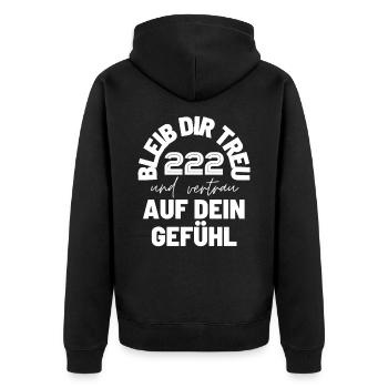 Engelszahlen 222 Nummerologie Geschenkidee - Unisex Premium Bio Zip Hoodie - Schwarz - Hinten - Nico (187cm)