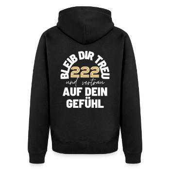 Engelszahlen 222 Nummerologie Geschenkidee - Unisex Premium Bio Zip Hoodie - Schwarz - Hinten - Nico (187cm)