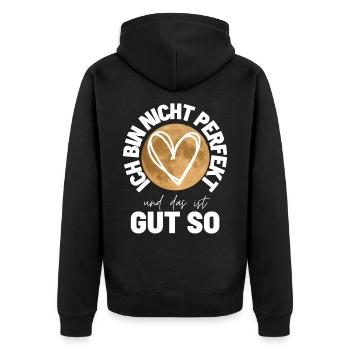 Sprücheshirts Motivationssprüche Motivationsspruch - Unisex Premium Bio Zip Hoodie - Schwarz - Hinten - Nico (187cm)