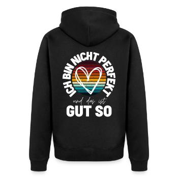 Sprücheshirts Motivationssprüche Motivationsspruch - Unisex Premium Bio Zip Hoodie - Schwarz - Hinten - Nico (187cm)