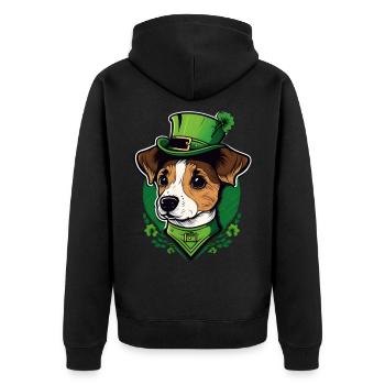 Journée Jack Russell St Patrick - Veste à capuche bio Premium Unisexe - noir - Dos - Nico (187cm)