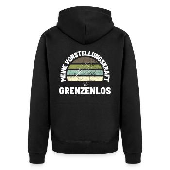 Sprücheshirts MOTIVATION Motivationssprüche - Unisex Premium Bio Zip Hoodie - Schwarz - Hinten - Nico (187cm)