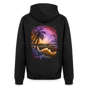 Coucher de soleil Palmiers de mer Vacances d’été - Veste à capuche bio Premium Unisexe - noir - Dos - Nico (187cm)