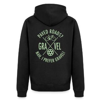 I Prefer Gravel Bike Radfahrer Bikepacking Fahrrad - Unisex Premium Bio Zip Hoodie - Schwarz - Hinten - Nico (187cm)