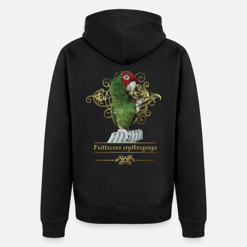 Perroquet à tête rouge - Veste à capuche bio Premium Unisexe - noir