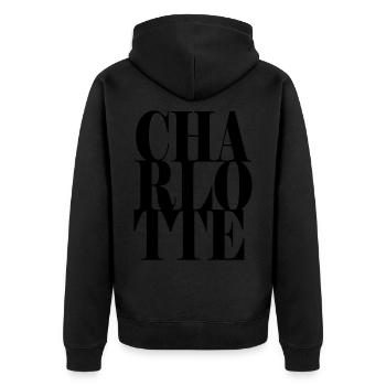 Charlotte Name Vorname Moderne Schrift Wort Art - Unisex Premium Bio Zip Hoodie - Schwarz - Hinten - Nico (187cm)