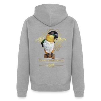 Le caïque à tête noire - Veste à capuche bio Premium Unisexe - gris chiné - Dos - Nico (187cm)