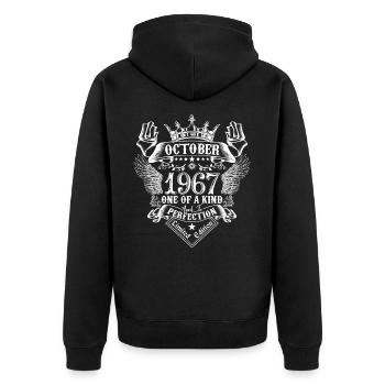 October 1967 anniversary 1967 October - Unisex Premium Organic Zip Hoodie - black - Back - Nico (187cm)