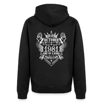 October 1981 anniversary 1981 October - Unisex Premium Organic Zip Hoodie - black - Back - Nico (187cm)