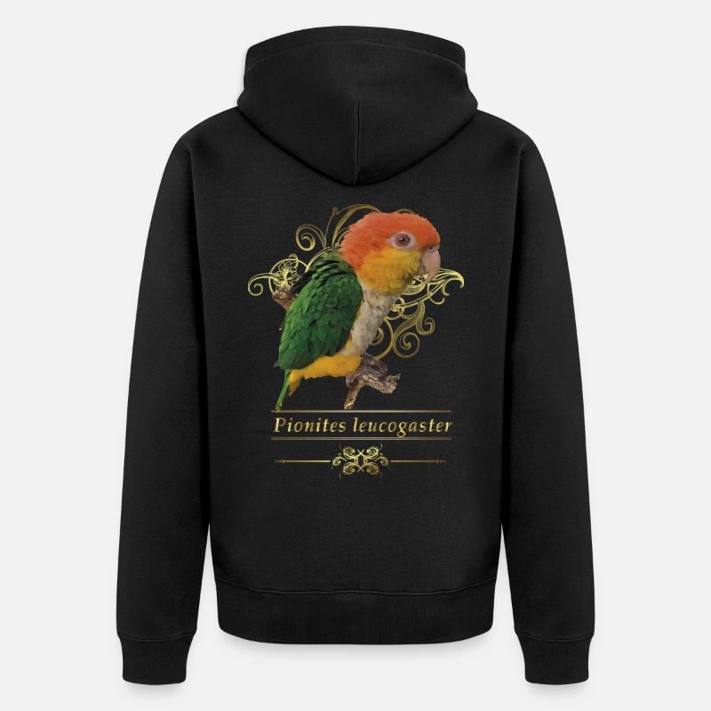 Der orangeköpfige Caique - Unisex Premium Bio Zip Hoodie - Schwarz