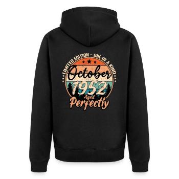 Octobre 1952 anniversaire 1952 légendes Octobre - Veste à capuche bio Premium Unisexe - noir - Dos - Nico (187cm)