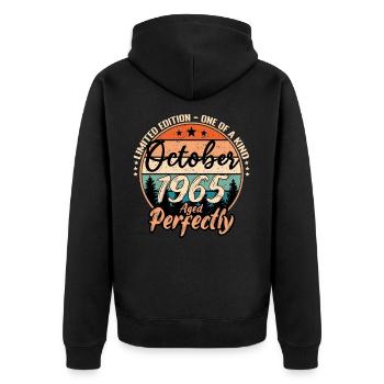 October 1965 anniversary 1965 legends October - Unisex Premium Organic Zip Hoodie - black - Back - Nico (187cm)
