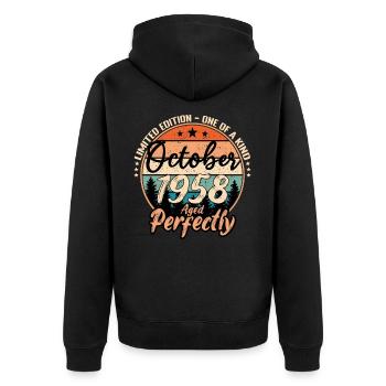 Octobre 1958 anniversaire 1958 légendes Octobre - Veste à capuche bio Premium Unisexe - noir - Dos - Nico (187cm)