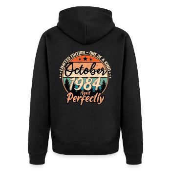 October 1984 anniversary 1984 legends October - Unisex Premium Organic Zip Hoodie - black - Back - Nico (187cm)