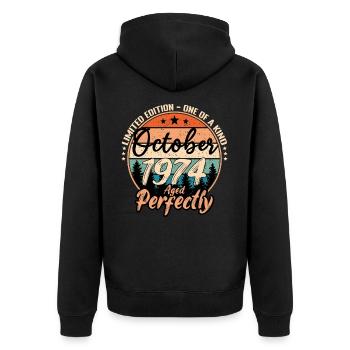 October 1974 anniversary 1974 legends October - Unisex Premium Organic Zip Hoodie - black - Back - Nico (187cm)