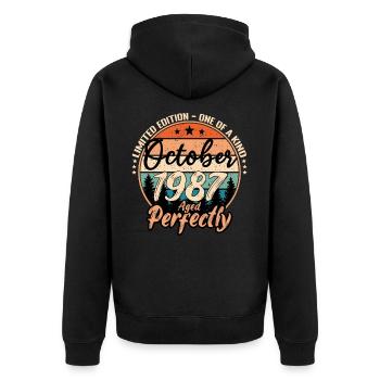 October 1987 anniversary 1987 legends October - Unisex Premium Organic Zip Hoodie - black - Back - Nico (187cm)