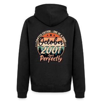 Octobre 2001 anniversaire 2001 légendes Octobre - Veste à capuche bio Premium Unisexe - noir - Dos - Nico (187cm)