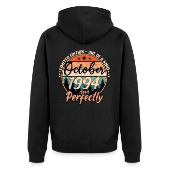October 1994 anniversary 1994 legends October - Unisex Premium Organic Zip Hoodie - black - Back - Nico (187cm)