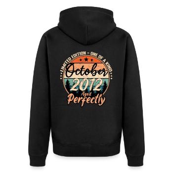 Oktober 2012 Jubiläum 2012 Legenden Oktober - Unisex Premium Bio Zip Hoodie - Schwarz - Hinten - Nico (187cm)
