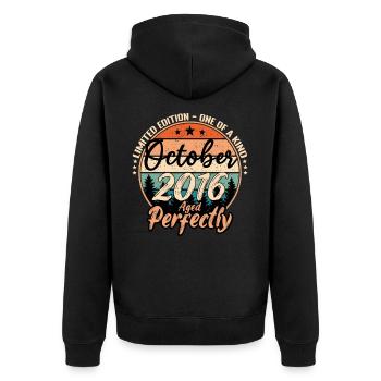 Oktober 2016 Jubiläum 2016 Legenden Oktober - Unisex Premium Bio Zip Hoodie - Schwarz - Hinten - Nico (187cm)
