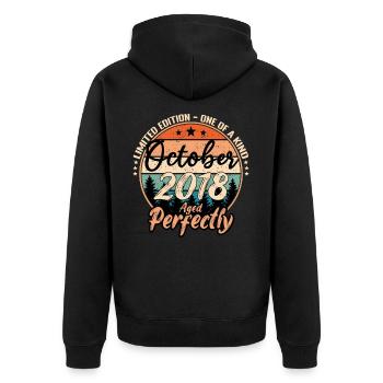 Octobre 2018 anniversaire 2018 légendes Octobre - Veste à capuche bio Premium Unisexe - noir - Dos - Nico (187cm)
