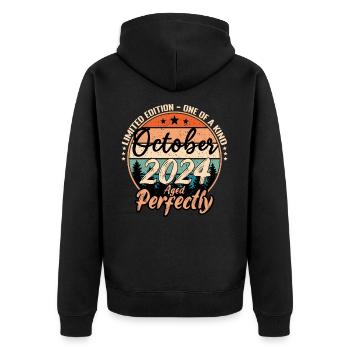 Octobre 2024 anniversaire 2024 légendes Octobre - Veste à capuche bio Premium Unisexe - noir - Dos - Nico (187cm)
