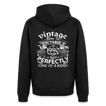 October 1990 | 1990 birthday born in October - Unisex Premium Organic Zip Hoodie - black - Back - Nico (187cm)