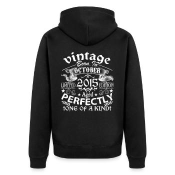 October 2015 | birthday 2015 born in October - Unisex Premium Organic Zip Hoodie - black - Back - Nico (187cm)