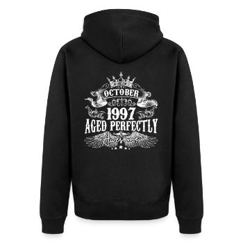 1997 | Octobre 1997 birthday Aged Perfectly - Veste à capuche bio Premium Unisexe - noir - Dos - Nico (187cm)