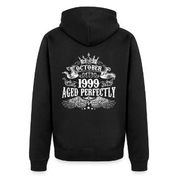 1999 | Octobre 1999 birthday Aged Perfectly - Veste à capuche bio Premium Unisexe - noir - Dos - Nico (187cm)