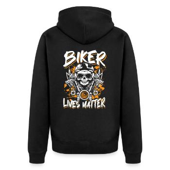 Biker lives matter - Unisex Premium Organic Zip Hoodie - black - Back - Nico (187cm)