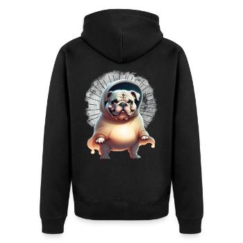 Bulldogge Halloween Hund Hunde - Unisex Premium Bio Zip Hoodie - Schwarz - Hinten - Nico (187cm)