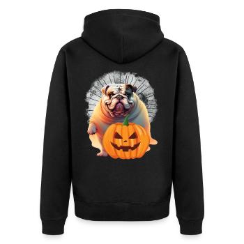 Bulldogge Halloween Hund englische Bulldogge - Unisex Premium Bio Zip Hoodie - Schwarz - Hinten - Nico (187cm)