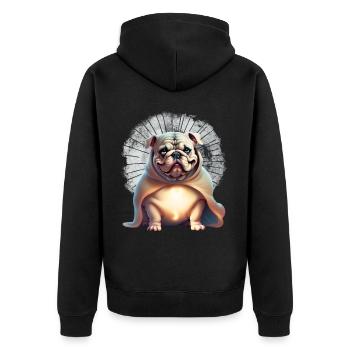Bulldogge Halloween Hund Hunde - Unisex Premium Bio Zip Hoodie - Schwarz - Hinten - Nico (187cm)