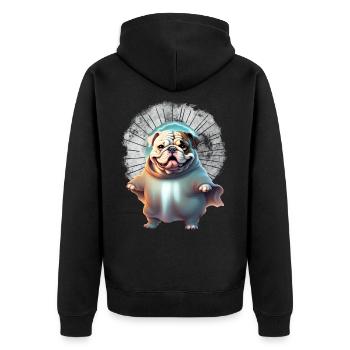 Bulldogge Halloween Hund Hunde - Unisex Premium Bio Zip Hoodie - Schwarz - Hinten - Nico (187cm)