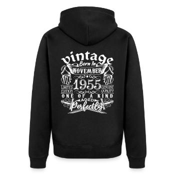 1955 Novembre 1955 anniversaire November 1955 - Veste à capuche bio Premium Unisexe - noir - Dos - Nico (187cm)