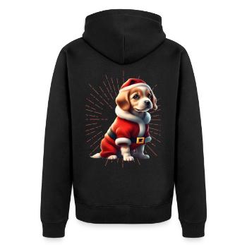 Frohe Weihnachten Hund Hunde - Unisex Premium Bio Zip Hoodie - Schwarz - Hinten - Nico (187cm)